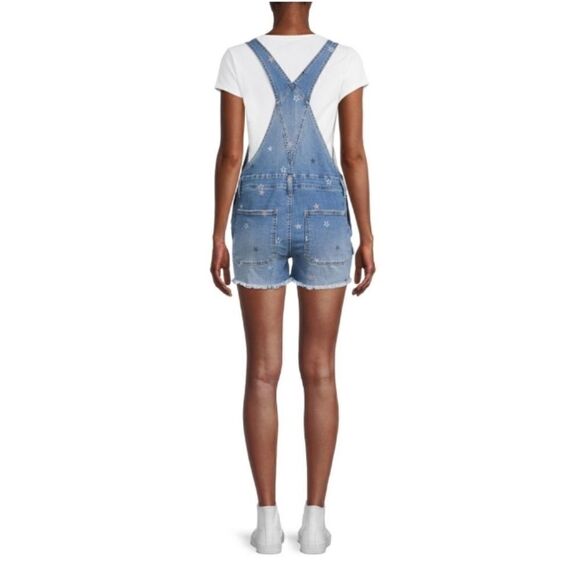 Womens Juniors Fashion Destructed Denim Shortalls Size L - Picture 3 of 5